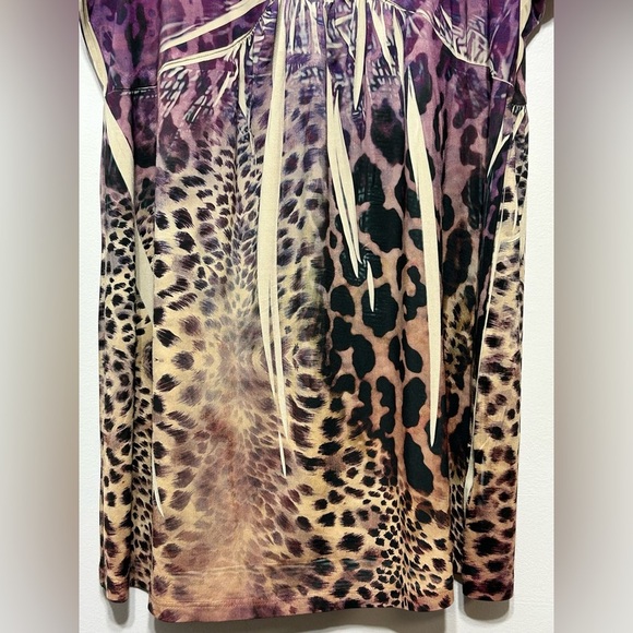 Y2K Vintage Animal Print Boho Beaded Tunic Blouse - Picture 4 of 9